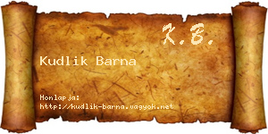 Kudlik Barna névjegykártya